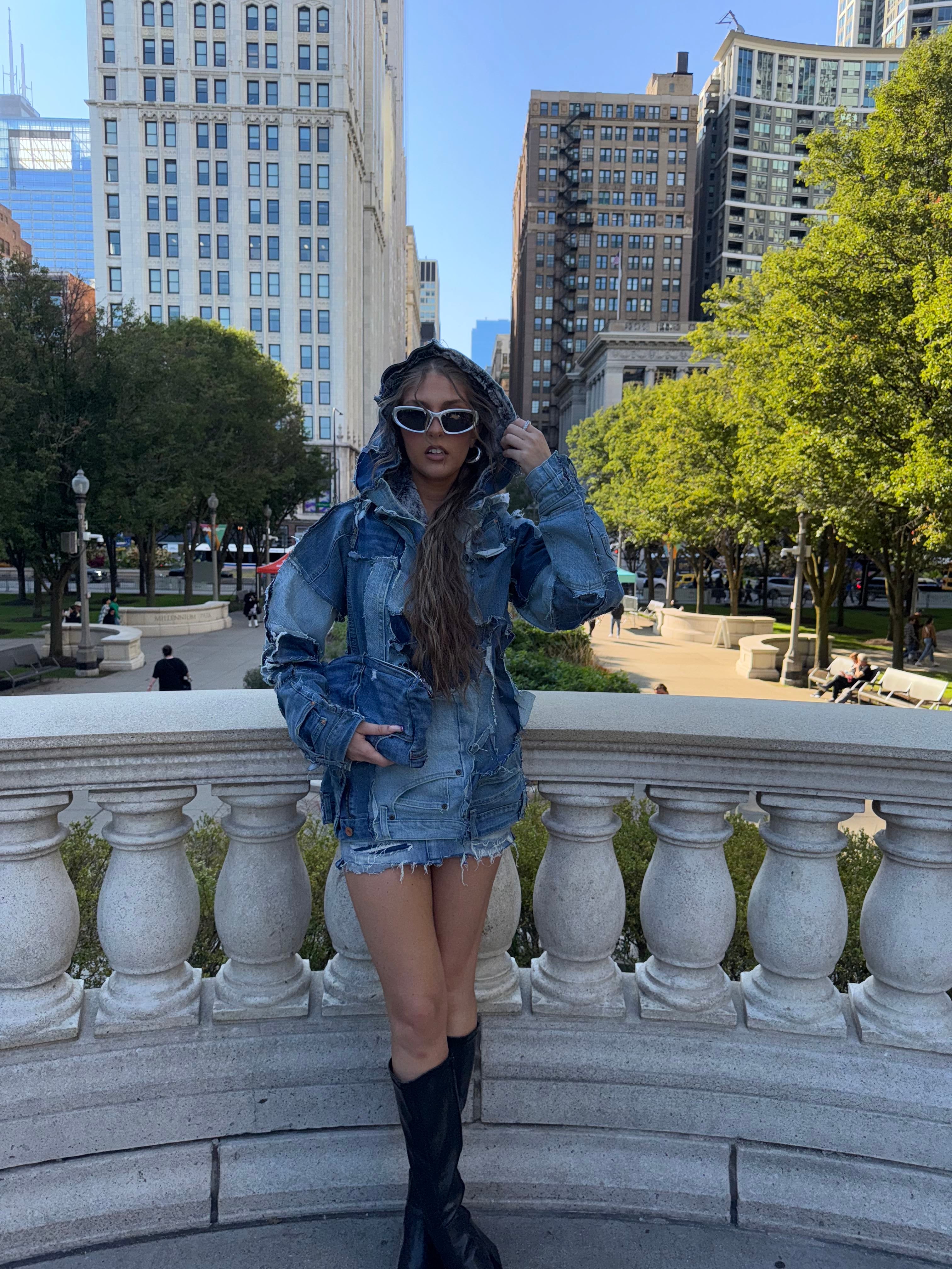 Patchwork Denim Hoodie