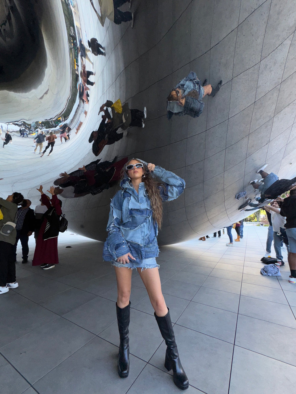 Patchwork Denim Hoodie