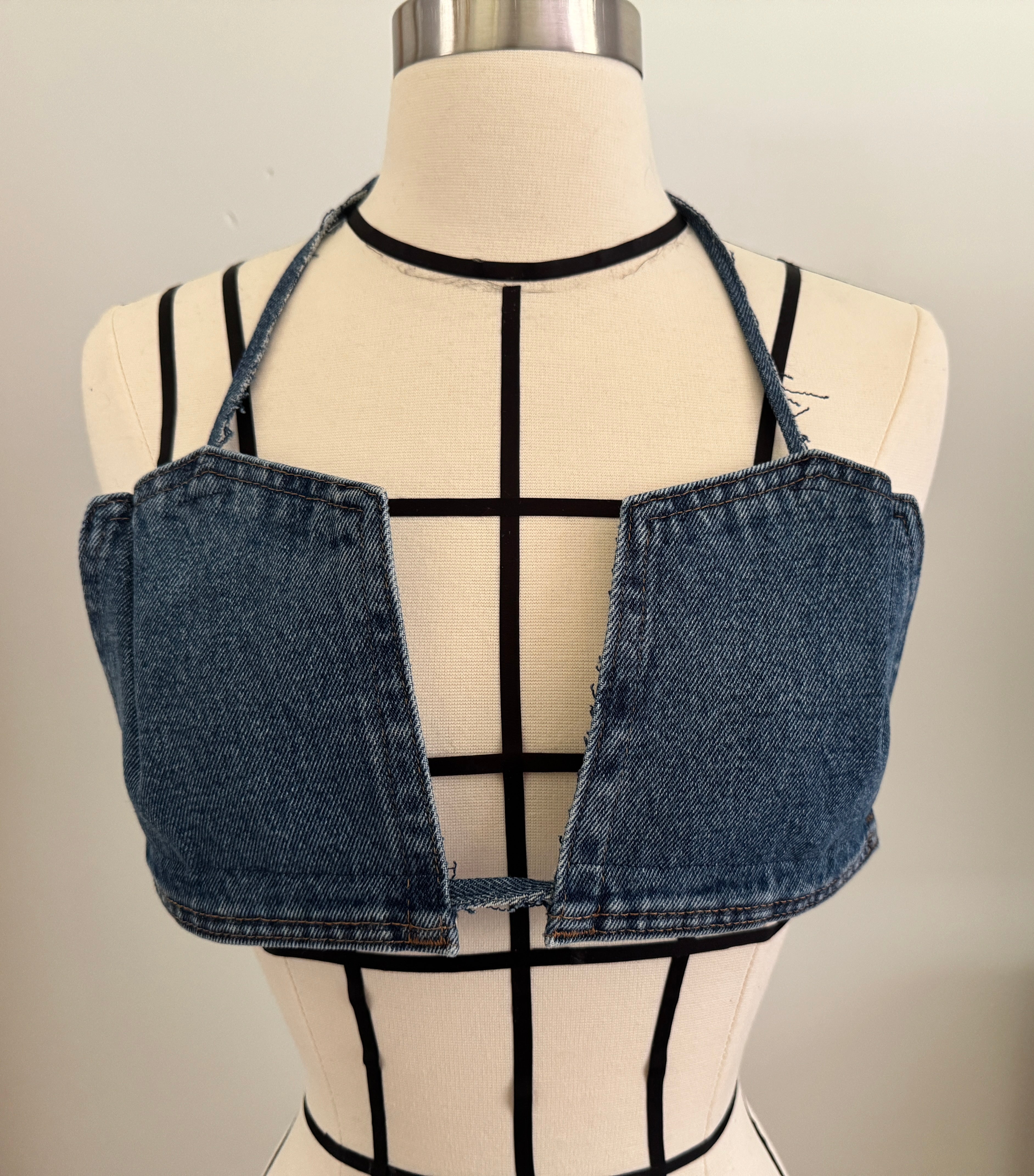 DDenim Navy Pocket Bra Top