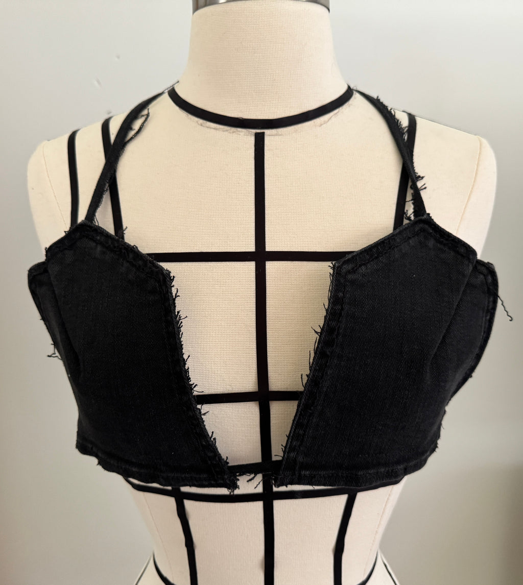 DDenim Black Bra Top