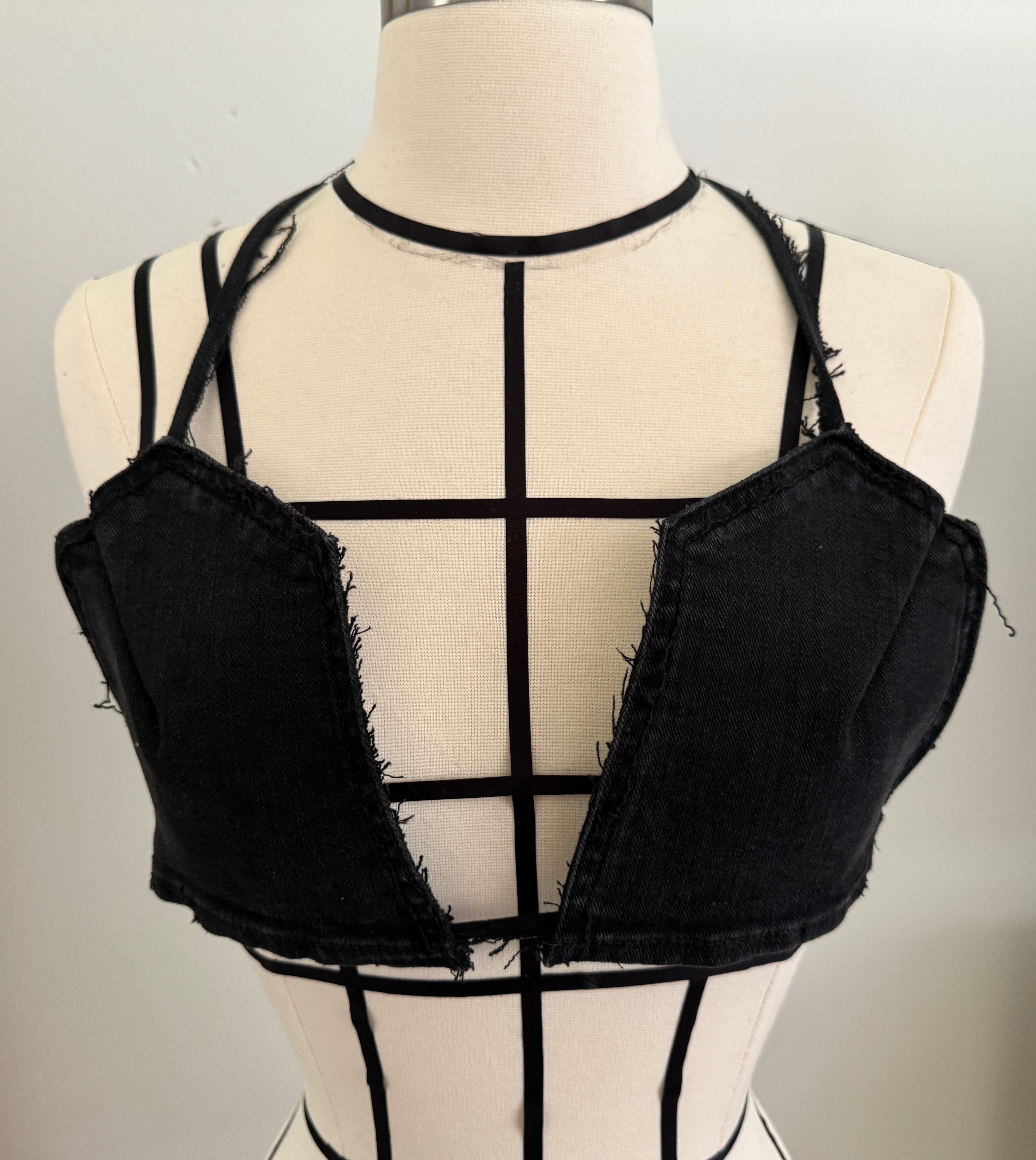 DDenim Black Bra Top